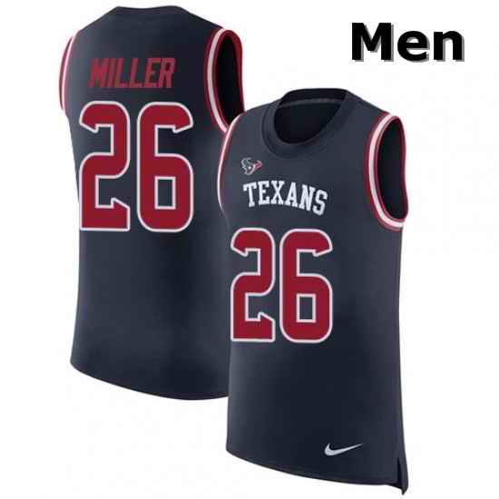 Men Nike Houston Texans 26 Lamar Miller Limited Navy Blue Rush Player Name Number Tank Top NFL Jersey